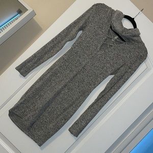 Grey long sleeve turtle neck sweater dress